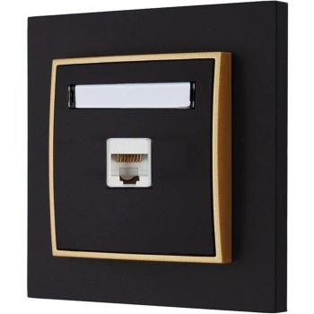 Gniazdo internetowe 1x z ramką karlik mini kolor czarny mat/złoty