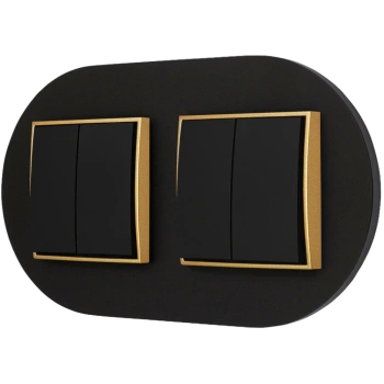 Dwa włączniki podwójne z ramką okrągłą seria MINI kolor czarny złoty