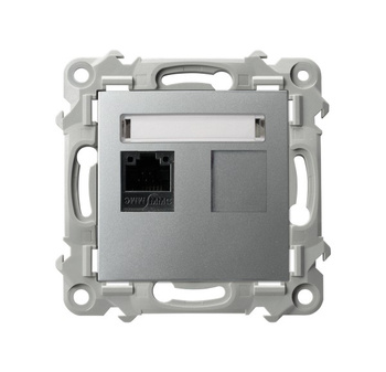 Gniazdo komputerowe pojedyncze, kat. 5e MMC seria SZAFIR kolor Srebro symbol GPK-1Z/K/m/18