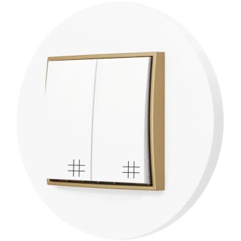 Włącznik krzyżowy podwójny z ramką okrągłą seria MINI kolor biały złoty