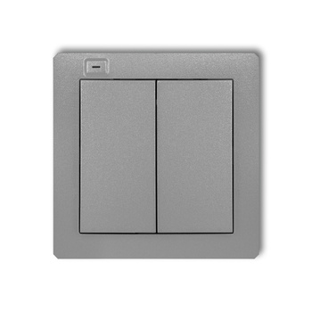 Nadajnik 2-klawiszowy 4-kanałowy z czujnikiem temperatury do systemu Exta Life Karlik seria DECO 7DEL-2 kolor srebrny metalik