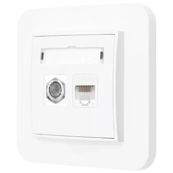 Gniazdo rj45/antenowe z ramką zaokrągloną seria MINI kolor biały