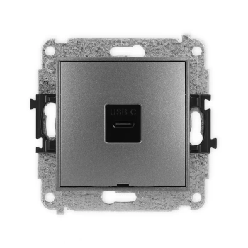 Mechanizm gniazda pojedynczego 1xUSB C-C, bez pola opisowego Karlik seria ICON 11IGUSBBO-7 kolor grafitowy