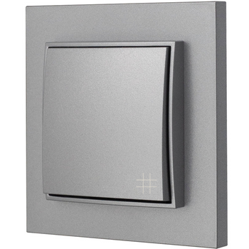 Włącznik krzyżowy z ramką karlik mini kolor srebrny