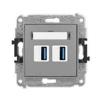 Mechanizm gniazda podwójnego 2xUSB A-A 3.0 Karlik seria ICON 27IGUSB-6 kolor szary mat