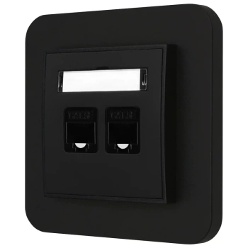 Gniazdo internetowe rj45 2x z ramką zaokrągloną seria MINI kolor czarny
