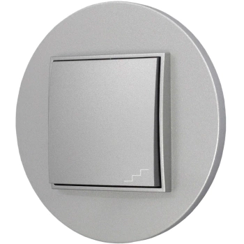 Włącznik schodowy z ramką okrągłą seria MINI kolor srebrny
