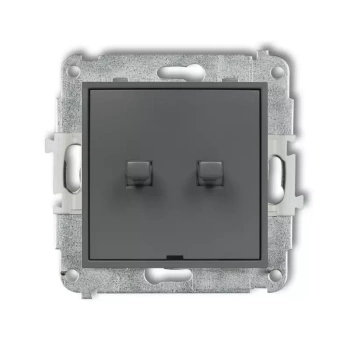 Mechanizm łącznika podwójnego schodowego w stylu amerykańskim bez piktogramów Karlik seria ICON 28IWPUS-33.1 kolor grafitowy mat