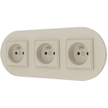 Trzy gniazda pojedyncze z ramką okrągłą seria MINI kolor taupe