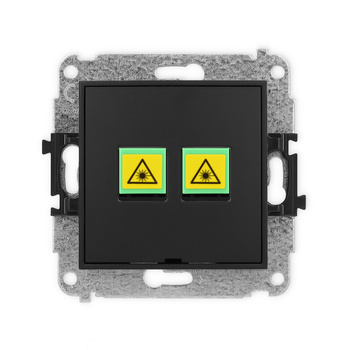 Mechanizm gniazda światłowodowego/optycznego podwójnego, bez pola opisowego Karlik seria ICON 12IGOPBO-2 kolor czarny mat