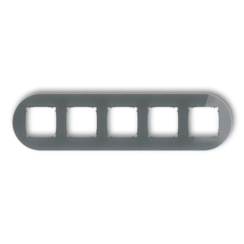 Ramka uniwersalna pięciokrotna okrągła - efekt szkła ramka: grafitowa spód: grafitowy mat Karlik seria ICON 28-28-IRSO-5 kolor grafitowy