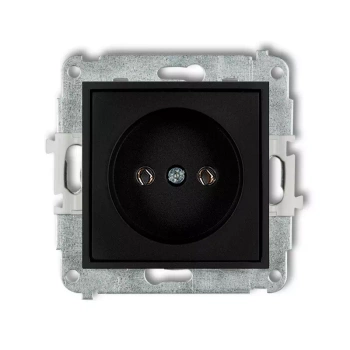 Mechanizm gniazda pojedynczego bez uziemienia 2P bez przesłon torów prądowych Karlik seria MINI 12MGP-1 kolor czarny mat