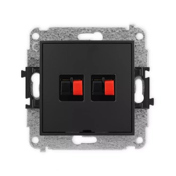 Mechanizm gniazda głośnikowego podwójnego, bez pola opisowego Karlik seria ICON 12IGGBO-2 kolor czarny mat