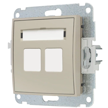Mechanizm gniazda multimedialnego podwójnego bez modułu standard Keystone Karlik seria MINI 60MGM-2P kolor taupe