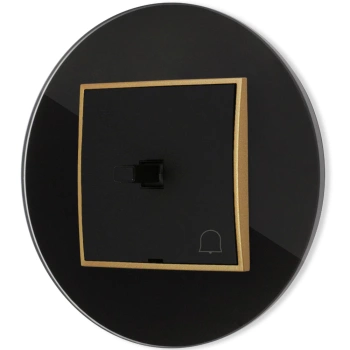 Włącznik dzwonkowy w stylu USA ramka okrągła efekt szkła seria ICON kolor czarny/złoty