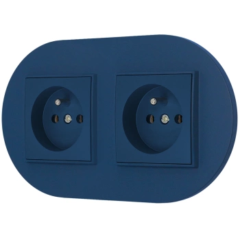 Dwa gniazda pojedyncze z ramką okrągłą seria MINI kolor navy blue