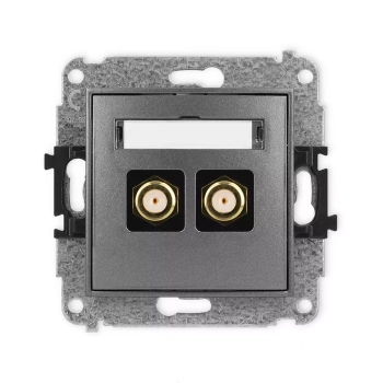 Mechanizm gniazda antenowego podwójnego typu F SAT pozłacany Karlik seria ICON 11IGF-2.1 kolor grafitowy