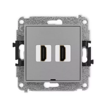 Mechanizm gniazda podwójnego HDMI 2.0, 4K, bez pola opisowego Karlik seria ICON 27IHDMIBO-4 kolor szary mat