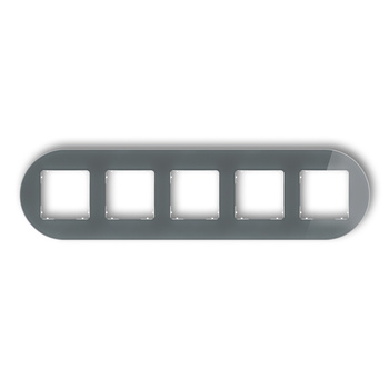 Ramka uniwersalna pięciokrotna okrągła - efekt szkła ramka: grafitowa spód: biały Karlik seria ICON 28-0-IRSO-5 kolor grafitowy