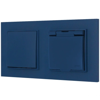 Włącznik pojedynczy z gniazdem hermetycznym z ramką kwadratową seria MINI kolor navy blue