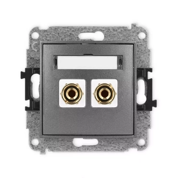 Mechanizm gniazda głośnikowego pojedynczego typu banan - czerwony i czarny, pozłacany, 4 mm2, do lutowania Karlik seria ICON 11IGG-3 kolor grafitowy