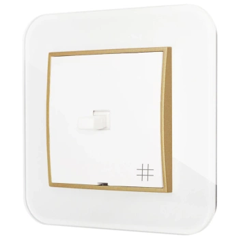 Włącznik krzyżowy w stylu USA ramka zaokrąglona efekt szkła seria ICON kolor biały/złoty