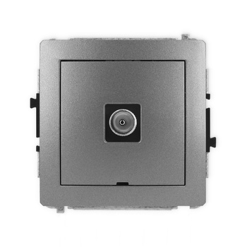 Mechanizm gniazda antenowego pojedynczego TV, bez pola opisowego Karlik seria DECO 11DGTVBO-1 kolor grafitowy