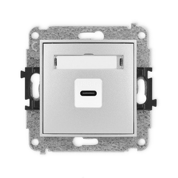 Mechanizm gniazda pojedynczego 1xUSB C-C Karlik seria ICON 7IGUSB-7 kolor srebrny metalik