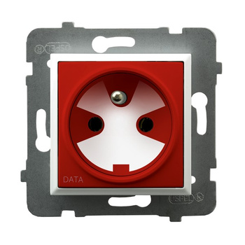 Gniazdo pojedyncze z uziemieniem DATA z kluczem uprawniającym seria ARIA kolor Biały symbol GP-1UZK/m/00/22