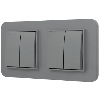 Dwa włączniki podwójne z ramką zaokrągloną seria MINI kolor szary mat