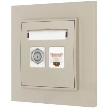Gniazdo rj45/antenowe z ramką prostą seria MINI kolor taupe