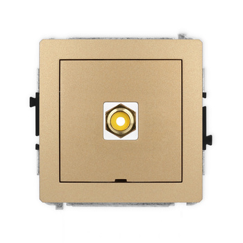 Mechanizm gniazda pojedynczego RCA, bez pola opisowego typu cinch - żółty, pozłacany Karlik seria DECO 8DGRCABO-1 kolor złoty metalik