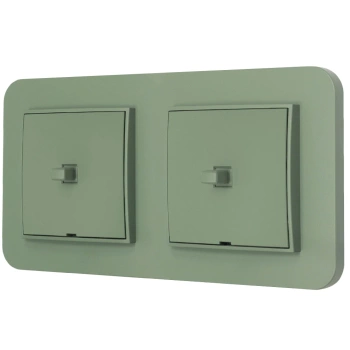 Dwa włączniki pojedyncze w stylu USA ramka zaokrąglona seria Mini kolor szałwiowy