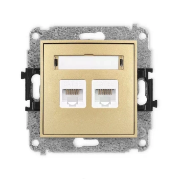 Mechanizm gniazda komputerowego podwójnego 2xRJ45, kat. 5e, 8-stykowy Karlik seria MINI 29MGK-2 kolor złoty