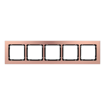 Ramka uniwersalna pięciokrotna - aluminium szczotkowane ramka: kolor miedziany; spód: czarny Karlik seria DECO 9-12-DRA-5 kolor miedziany