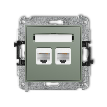 Mechanizm gniazda komputerowego podwójnego 2xRJ45, kat. 5e, 8-stykowy Karlik seria ICON 61IGK-2 kolor szałwiowy