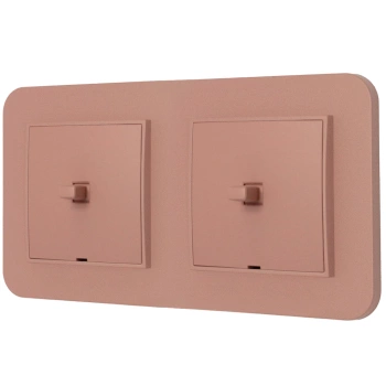 Dwa włączniki pojedyncze w stylu USA ramka zaokrąglona seria Mini kolor łososiowy