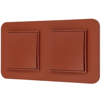 Dwa włączniki pojedyncze z ramką zaokrągloną seria MINI kolor terakota