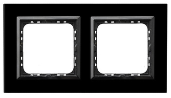 Ramka podwójna seria SONATA kolor Czarne szkło symbol R-2RGC/32/25