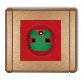 Gniazdo pojedyncze z uziemieniem 2P+Z DATA z kluczem Karlik seria FLEXI 8FGZK kolor czerwony