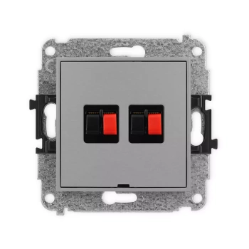 Mechanizm gniazda głośnikowego podwójnego, bez pola opisowego Karlik seria ICON 27IGGBO-2 kolor szary mat