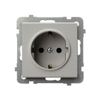 Gniazdo pojedyncze z uziemieniem schuko seria SONATA kolor Kaszmir symbol GP-1RS/m/82