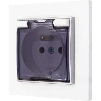 Gniazdo hermetyczne z ramką karlik mini kolor biały/srebrny