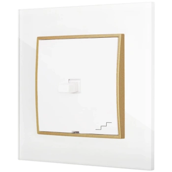 Włącznik schodowy w stylu USA ramka kwadratowa efekt szkła seria ICON kolor biały/złoty