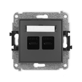 Mechanizm gniazda podwójnego 2xUSB C-C Karlik seria MINI 28MGUSB-8 kolor grafitowy mat