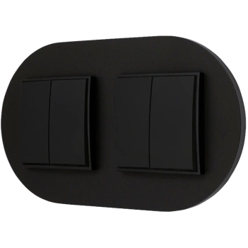 Dwa włączniki podwójne z ramką okrągłą seria MINI kolor czarny mat