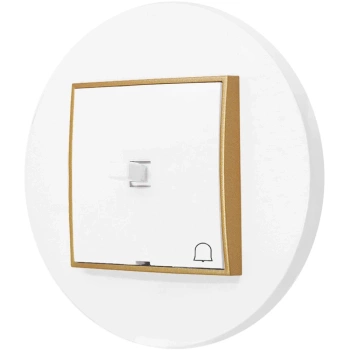 Włącznik dzwonkowy w stylu USA ramka okrągła seria Mini kolor biały mat/złoty