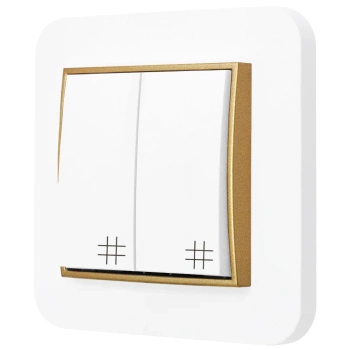 Włącznik krzyżowy podwójny z ramką zaokrągloną seria MINI kolor biały złoty