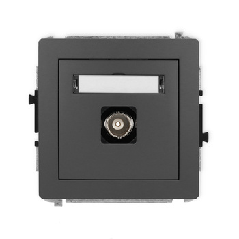 Mechanizm gniazda pojedynczego BNC Karlik seria DECO 28DGBNC-1 kolor grafitowy mat