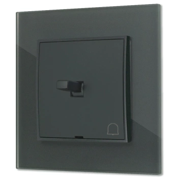 Włącznik dzwonkowy w stylu USA ramka kwadratowa efekt szkła seria ICON kolor grafitowy mat